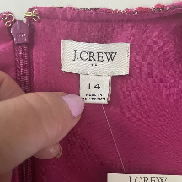 J. Crew Tweed Dress Sleeveless Pink Brown Career Party Cocktail Barbie Colorful - Picture 3 of 16